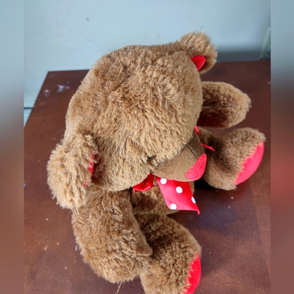 ✓Homerbest Teddy Bear, Brown and Red polkadot Bow tie plush stuff animal - Picture 6 of 9